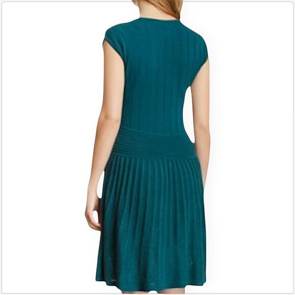 Max Studio Legion Blue Teal Textured Cap Sleeve Sweater Dress New NWT Size L - Picture 2 of 6